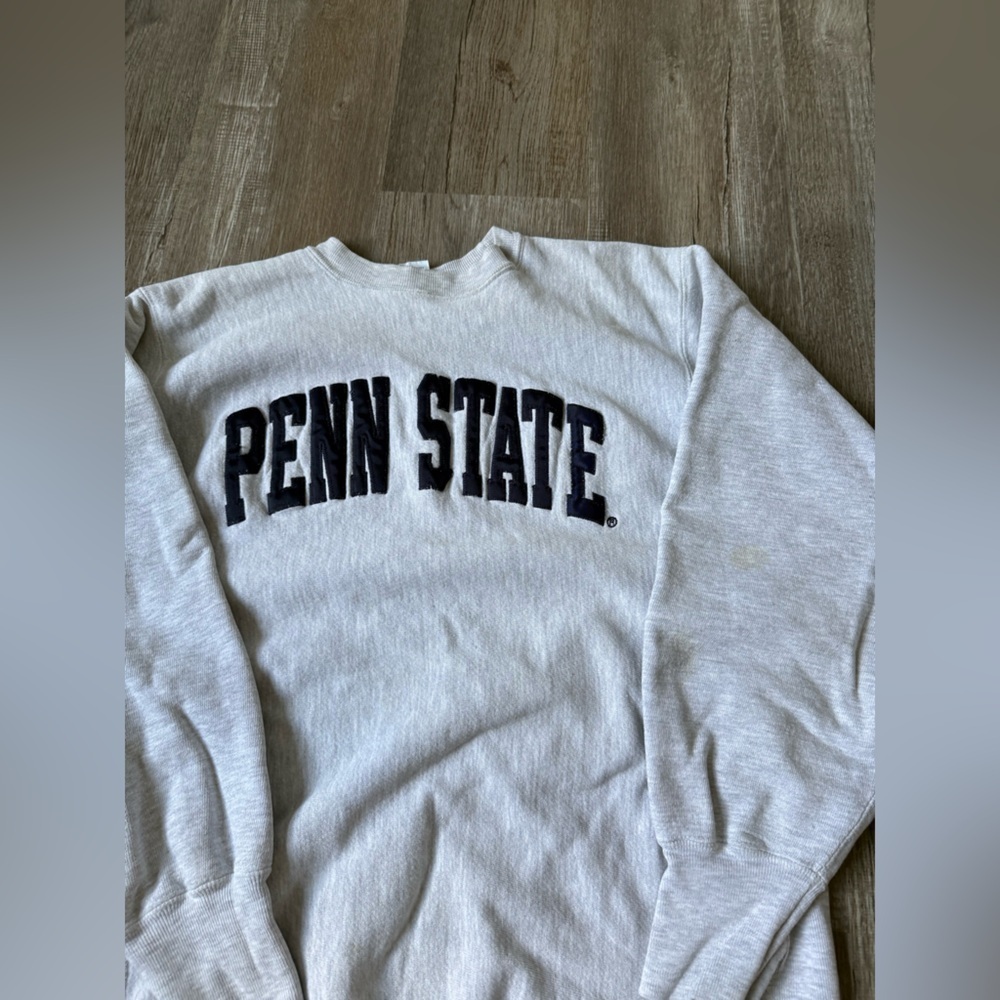 VTG Reverse Weave PENN STATE Sweatshirt Crewneck Embroidered Gray Blue Size S M - Picture 6 of 16
